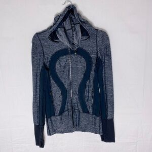 Lululemon Athletica Heathered Grey & Black Stride Jacket Hoodie W Turtleneck 4